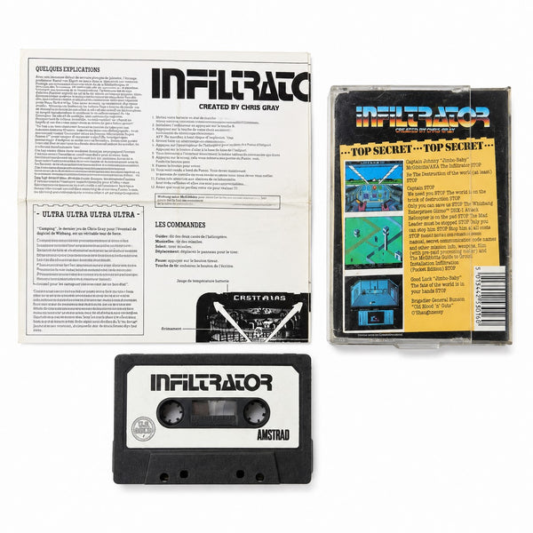 Ancien jeu Infiltrator – Amstrad CPC 464 – Cassette – U.S. Gold – Complet avec notice