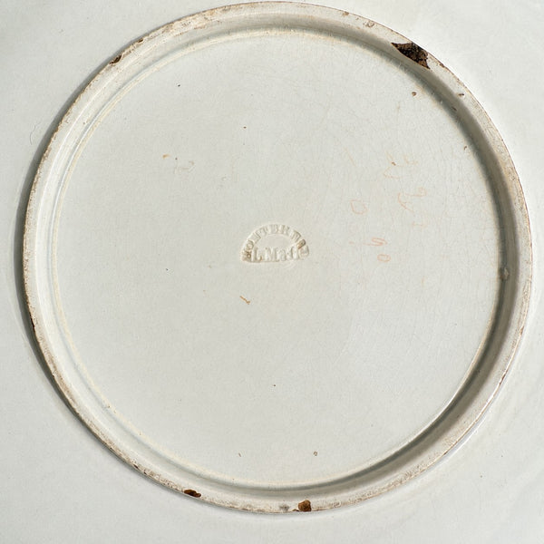 Assiette creuse ancienne japonisante à décor d'oiseau – Faïence de Creil et Montereau