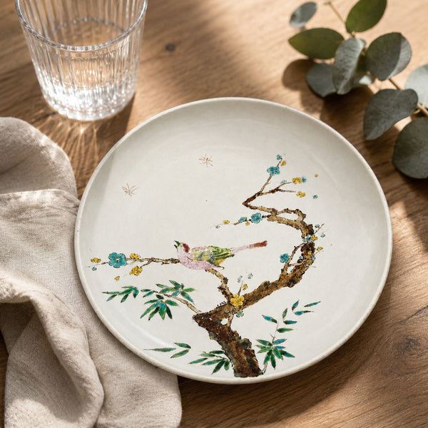 Assiette creuse ancienne japonisante à décor d'oiseau – Faïence de Creil et Montereau