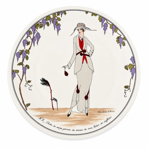 Assiette vintage Villeroy & Boch « Design 1900 » 26 cm – N. 5 Robe de serge garnie de tresse de soie, gilet de taffetas