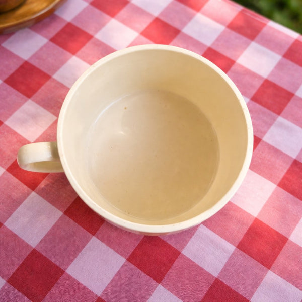 Grosse tasse ancienne Badonviller modèle Saint-Gabriel – décor géométrique bleu et orange