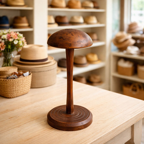 Ancien présentoir porte-chapeau en bois tourné – grand modèle, époque milieu XXe