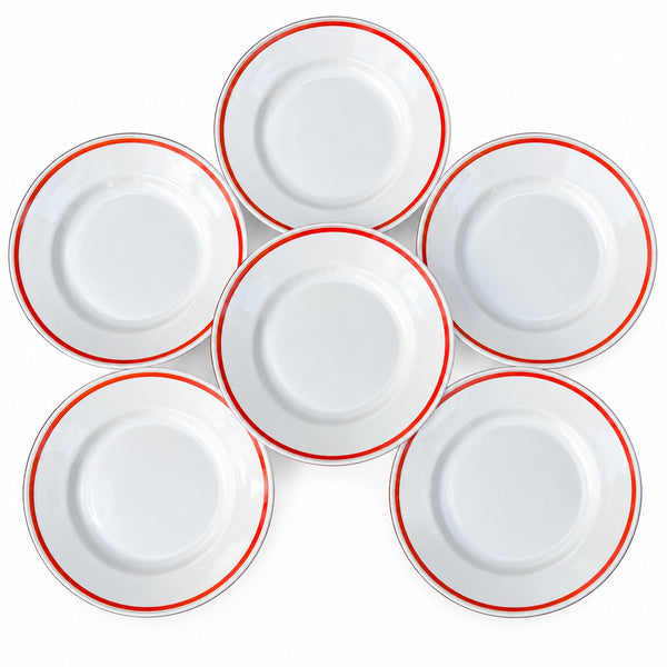 Série de 6 assiettes à dessert vintage en porcelaine d’Auteuil Paris – Service Bistrot – Jacques Lobjoy