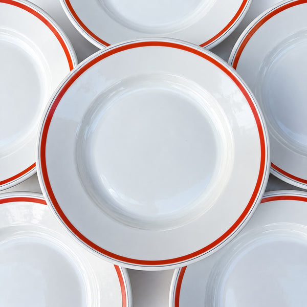 Série de 6 assiettes à dessert vintage en porcelaine d’Auteuil Paris – Service Bistrot – Jacques Lobjoy