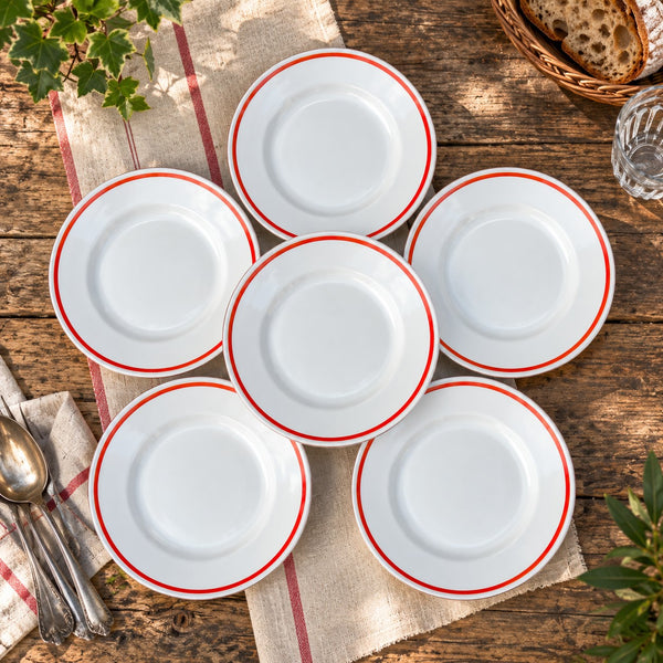 Série de 6 assiettes à dessert vintage en porcelaine d’Auteuil Paris – Service Bistrot – Jacques Lobjoy