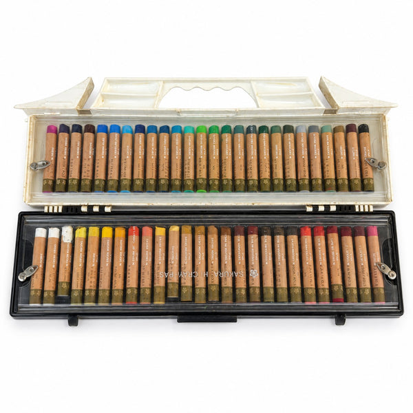 Ancien coffret Sakura Hi Cray-Pas 52 bâtons de pastel à l’huile – Made in Japan – années 1970