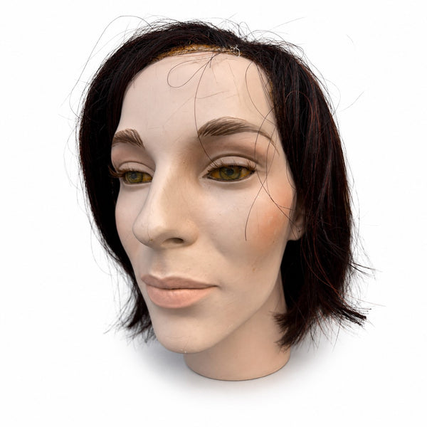 Tête de mannequin de vitrine vintage New John Nissen avec perruque synthétique – 1996