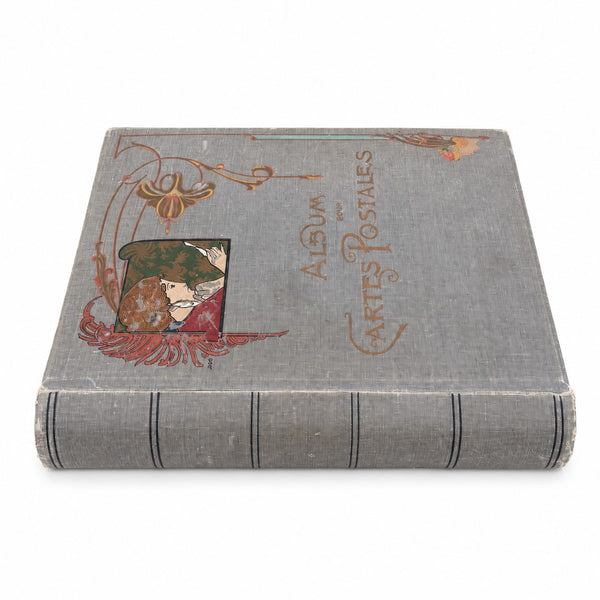 Album ancien vide pour cartes postales CPA Art Nouveau – 50 pages – Capacité 200 cartes