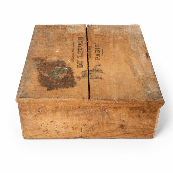 Boîte ancienne d’expédition « Grands Magasins du Louvre Paris » en bois