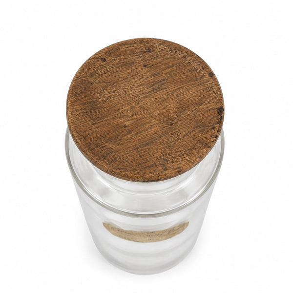 Ancien bocal d’apothicaire / pharmacie en verre soufflé avec bouchon en bois