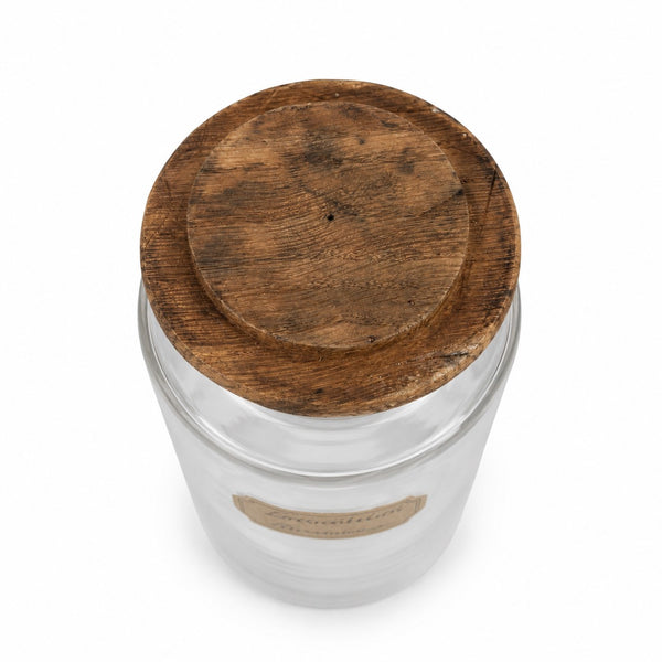 Ancien bocal d’apothicaire / pharmacie en verre soufflé avec bouchon en bois