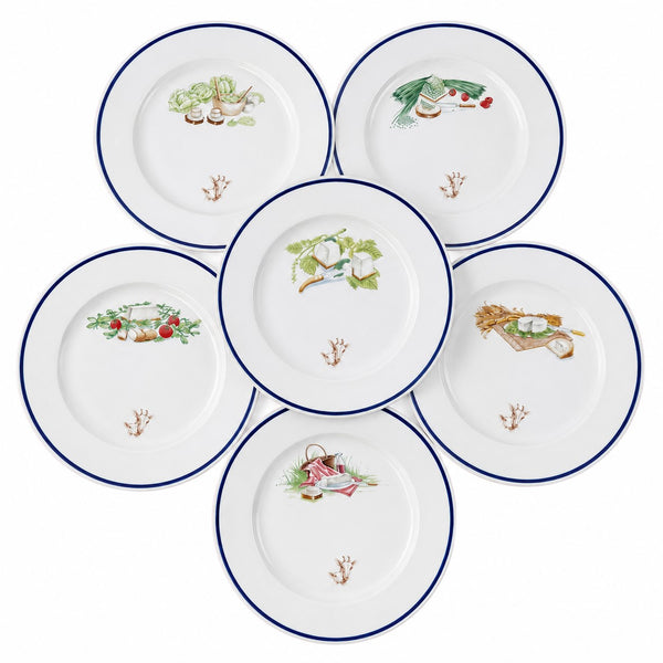 Lot de 6 assiettes à fromage vintage en porcelaine de Limoges Guy Degrenne pour Chavroux