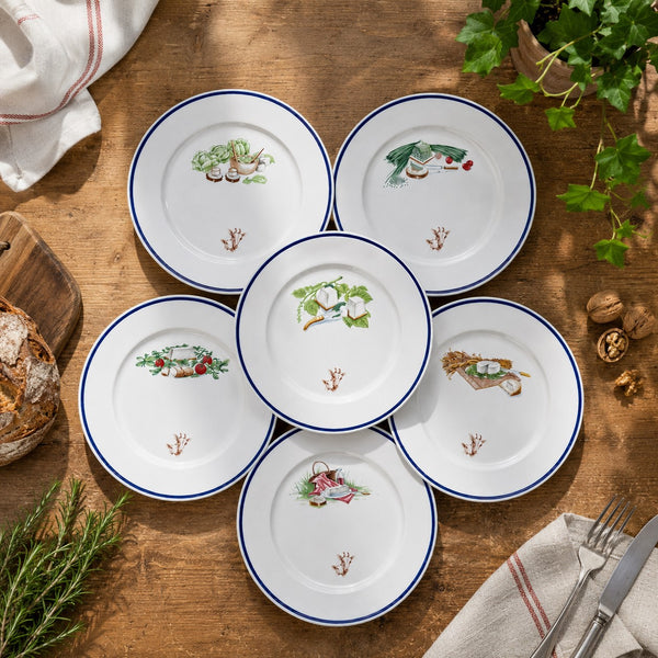 Lot de 6 assiettes à fromage vintage en porcelaine de Limoges Guy Degrenne pour Chavroux