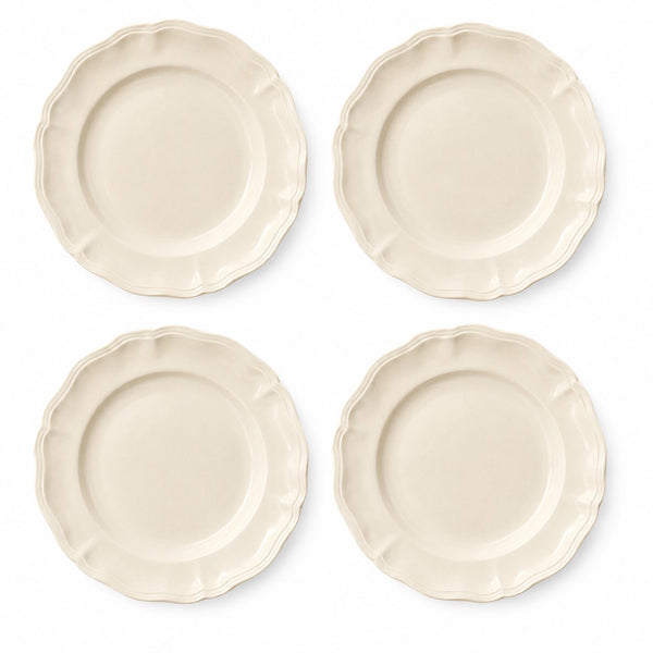 Lot de 4 assiettes anciennes Sarreguemines en faïence ivoire Ø 25 cm à bord chantourné