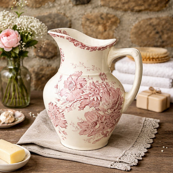 Broc de toilette ancien Saint-Amand & Hamage – modèle Anémone