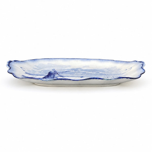 Grand plat ancien en faïence de Sarreguemines modèle Marines (1890-1918)