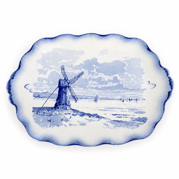 Grand plat ancien en faïence de Sarreguemines modèle Marines (1890-1918)