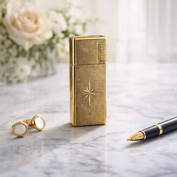 Briquet Vintage JS Gas – Métal Doré – Années 1960/1970