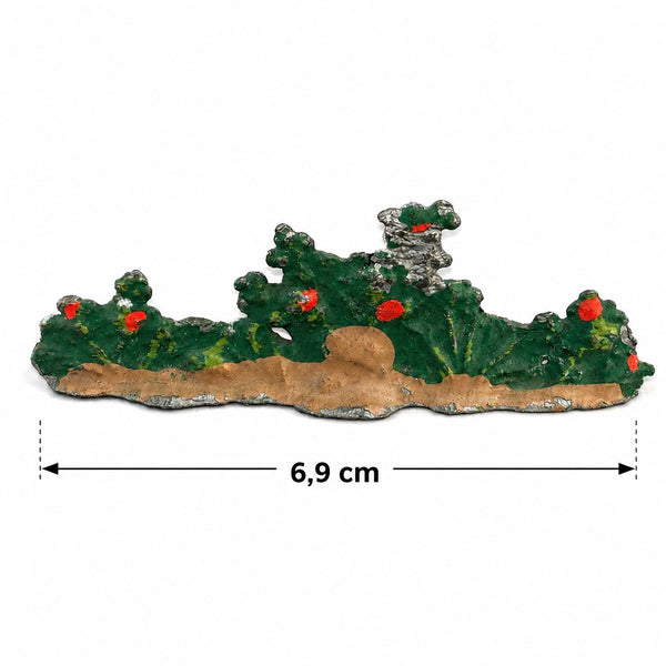 Ancienne figurine décor CBG Mignot – Haie et végétation fleurie, plomb peint