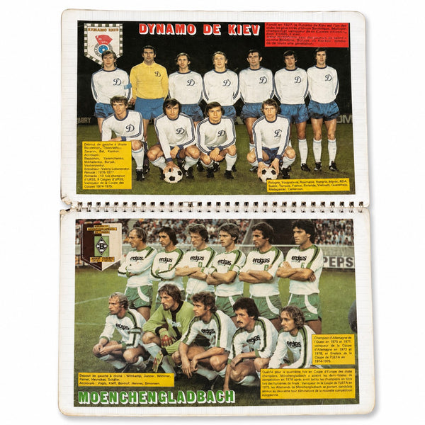 Ancien cahier album de football – Michel Platini, AS Saint-Étienne, Coupe des clubs champions 1976 et Coupes du monde 1978 et 1982