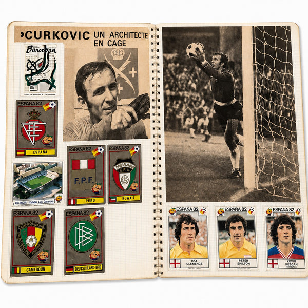 Ancien cahier album de football – Michel Platini, AS Saint-Étienne, Coupe des clubs champions 1976 et Coupes du monde 1978 et 1982