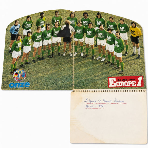 Ancien cahier album de football – Michel Platini, AS Saint-Étienne, Coupe des clubs champions 1976 et Coupes du monde 1978 et 1982
