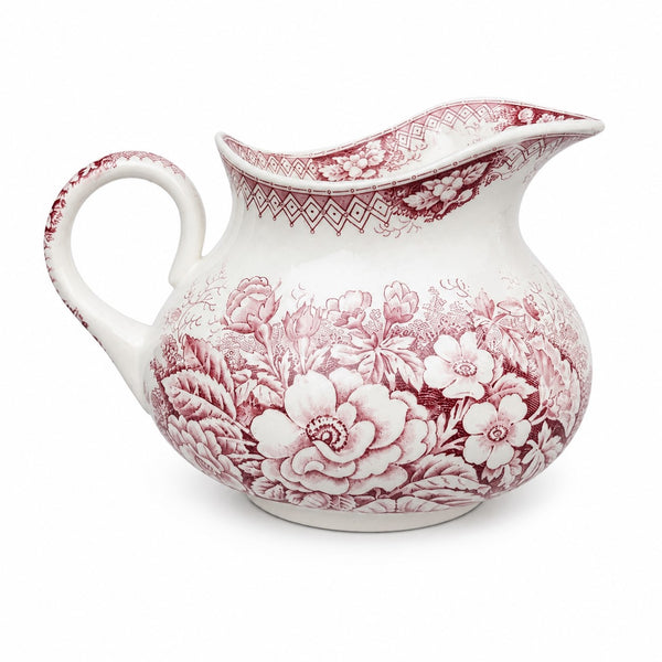 Broc de toilette ancien modèle « Jardinière » en faïence imprimée rouge – Saint-Amand & Hamage Nord