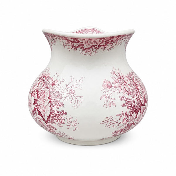 Broc de toilette ancien modèle « Jardinière » en faïence imprimée rouge – Saint-Amand & Hamage Nord