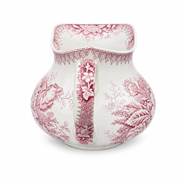 Broc de toilette ancien modèle « Jardinière » en faïence imprimée rouge – Saint-Amand & Hamage Nord