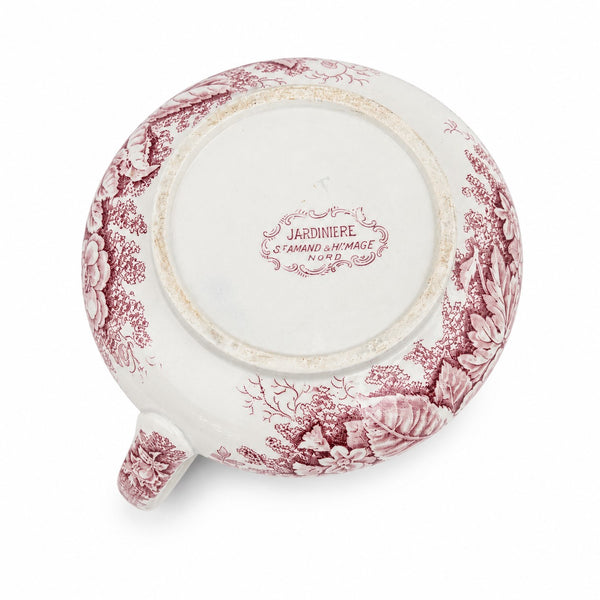 Broc de toilette ancien modèle « Jardinière » en faïence imprimée rouge – Saint-Amand & Hamage Nord