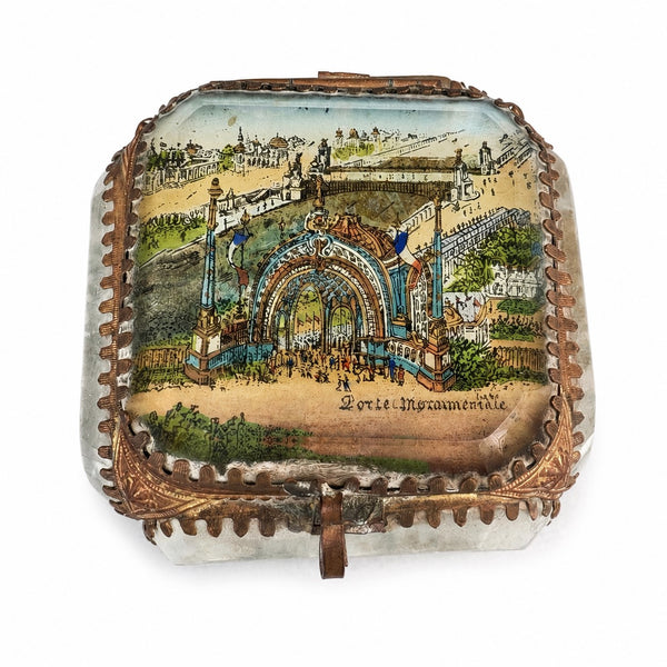 Coffret à bijoux ancien en verre biseauté – Porte Monumentale de l'Exposition Universelle de Paris 1900