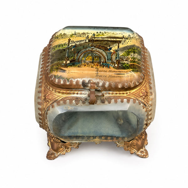 Coffret à bijoux ancien en verre biseauté – Porte Monumentale de l'Exposition Universelle de Paris 1900