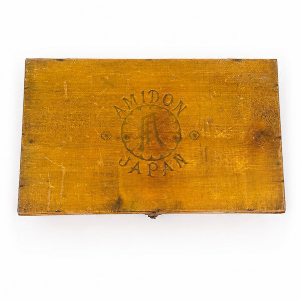 Ancienne boîte coffret d'amidon japonais « Amidon Japan » en bois
