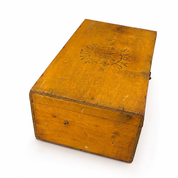 Ancienne boîte coffret d'amidon japonais « Amidon Japan » en bois