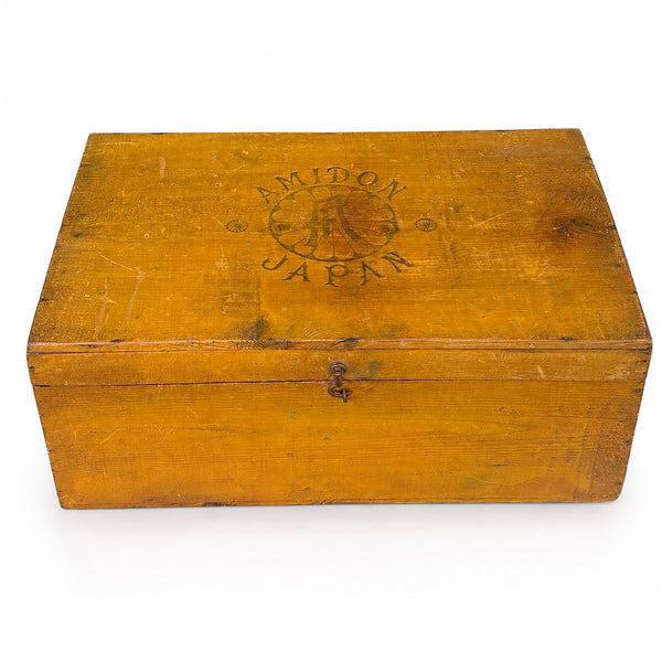 Ancienne boîte coffret d'amidon japonais « Amidon Japan » en bois