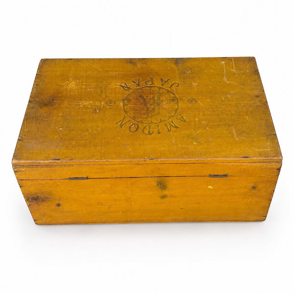 Ancienne boîte coffret d'amidon japonais « Amidon Japan » en bois