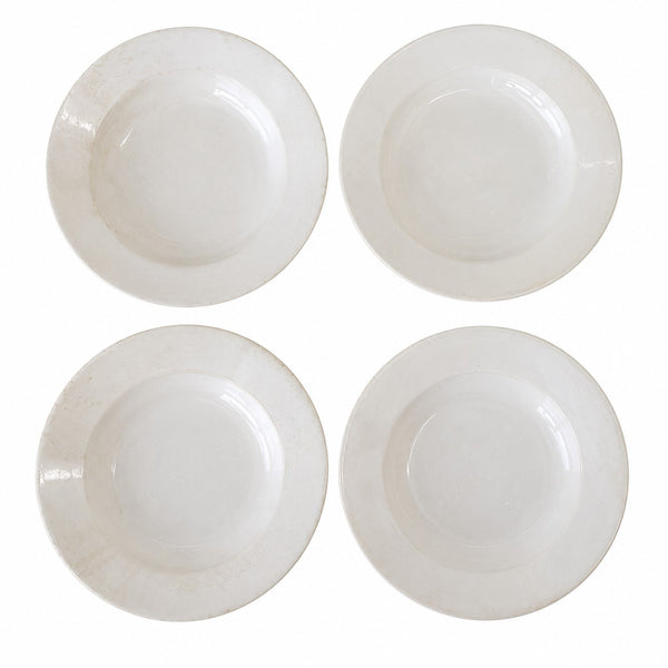 Lot de 4 assiettes creuses anciennes Sarreguemines en faïence blanche