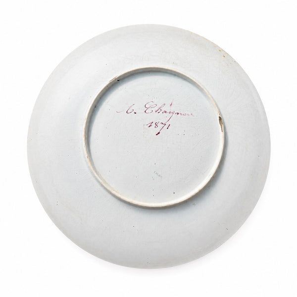 Assiette décorative ancienne Alphonse Chaignon – Vue imaginaire d’une ville médiévale – Datée 1871