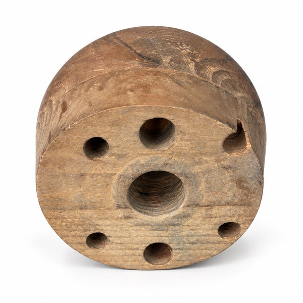 Forme à chapeau ancienne en bois patiné – moule de modiste / chapelier