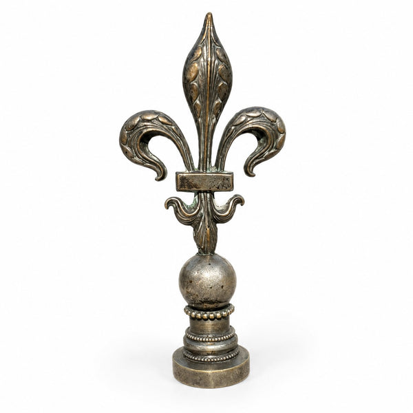 Ancien cachet à cire / sceau monogrammé en métal argenté à fleur de lys