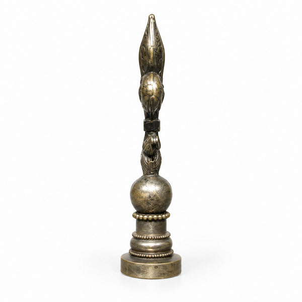 Ancien cachet à cire / sceau monogrammé en métal argenté à fleur de lys