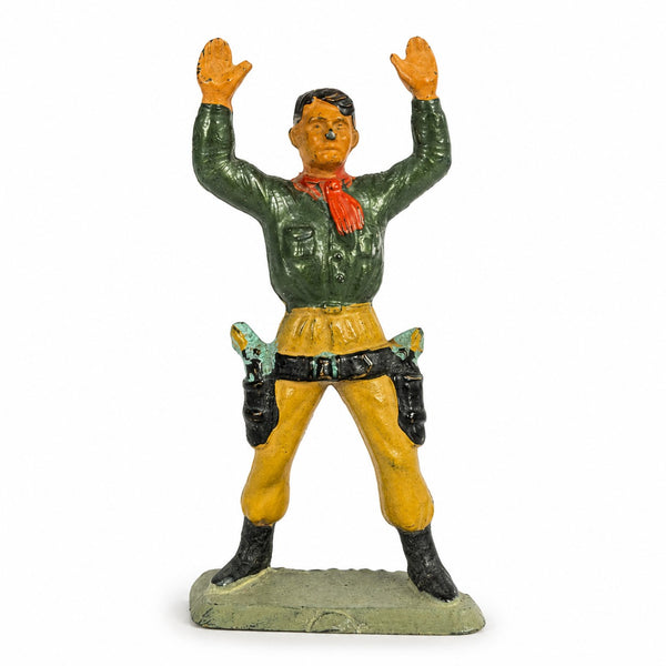 Figurine ancienne bandit aux mains levées Nestlé CB 140 – Style Starlux – Far West en plastique peint