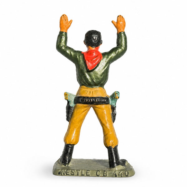 Figurine ancienne bandit aux mains levées Nestlé CB 140 – Style Starlux – Far West en plastique peint