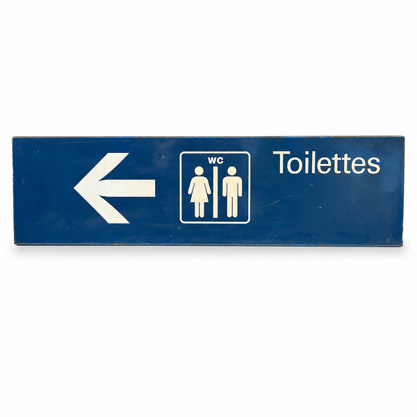Grande plaque signalétique émaillée « Toilettes côté femme » vintage