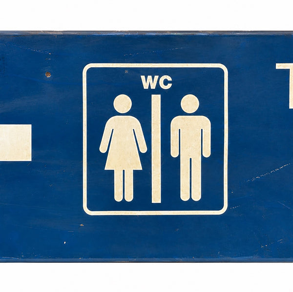 Grande plaque signalétique émaillée « Toilettes côté femme » vintage