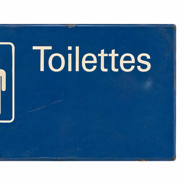 Grande plaque signalétique émaillée « Toilettes côté femme » vintage