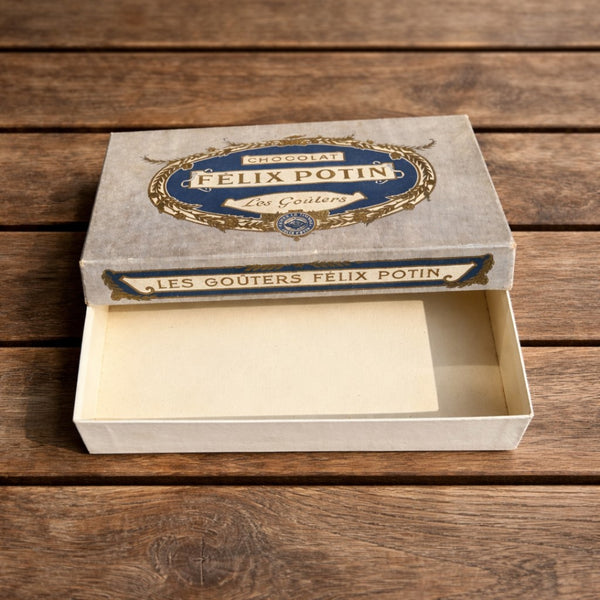 Boîte ancienne en carton chocolat Félix Potin – Les goûters ca. 1930
