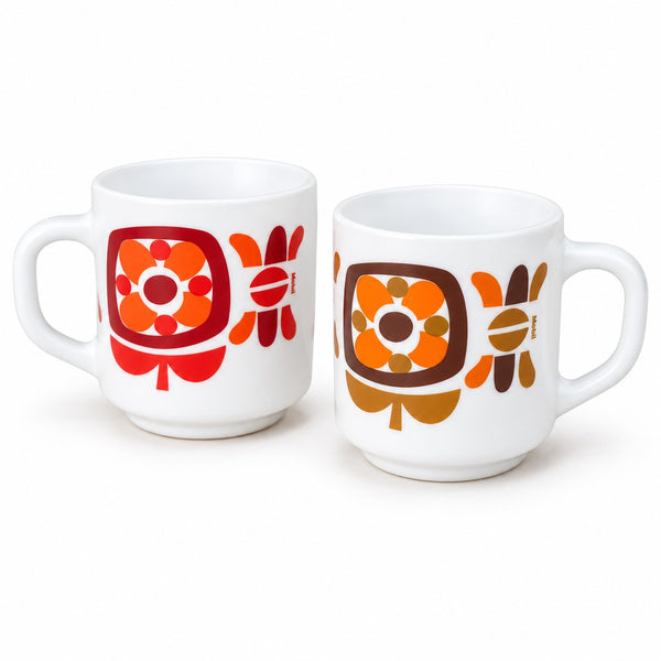 Lot de 4 mugs vintage Arcopal publicitaires Mobil - années 1970
