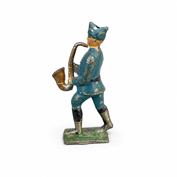 Figurine ancienne soldat musicien saxophoniste GM Georges Munckle en plomb creux