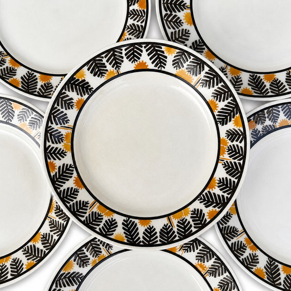 Lot de 6 assiettes plates anciennes KG Lunéville modèle Mimosa – Décor Art Déco